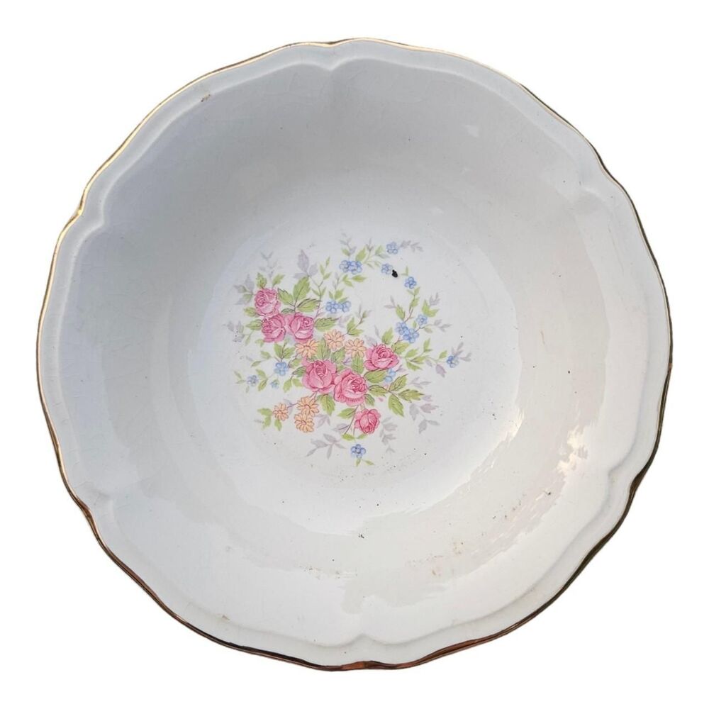 VTG 2 x Edwin Knowles Floral Rose China Cereal Bowls